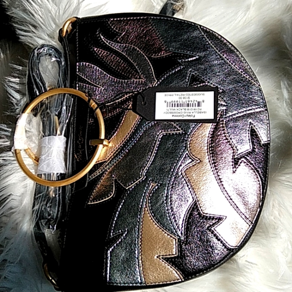 Black silver leather purse
